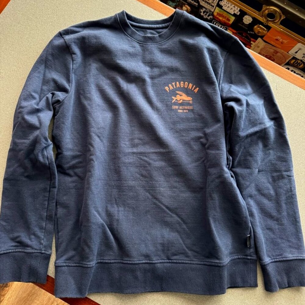 Limited Ed. Patagonia Men's Medium Fitz Roy Icon Uprisal Crew Sweatshirt - Navy